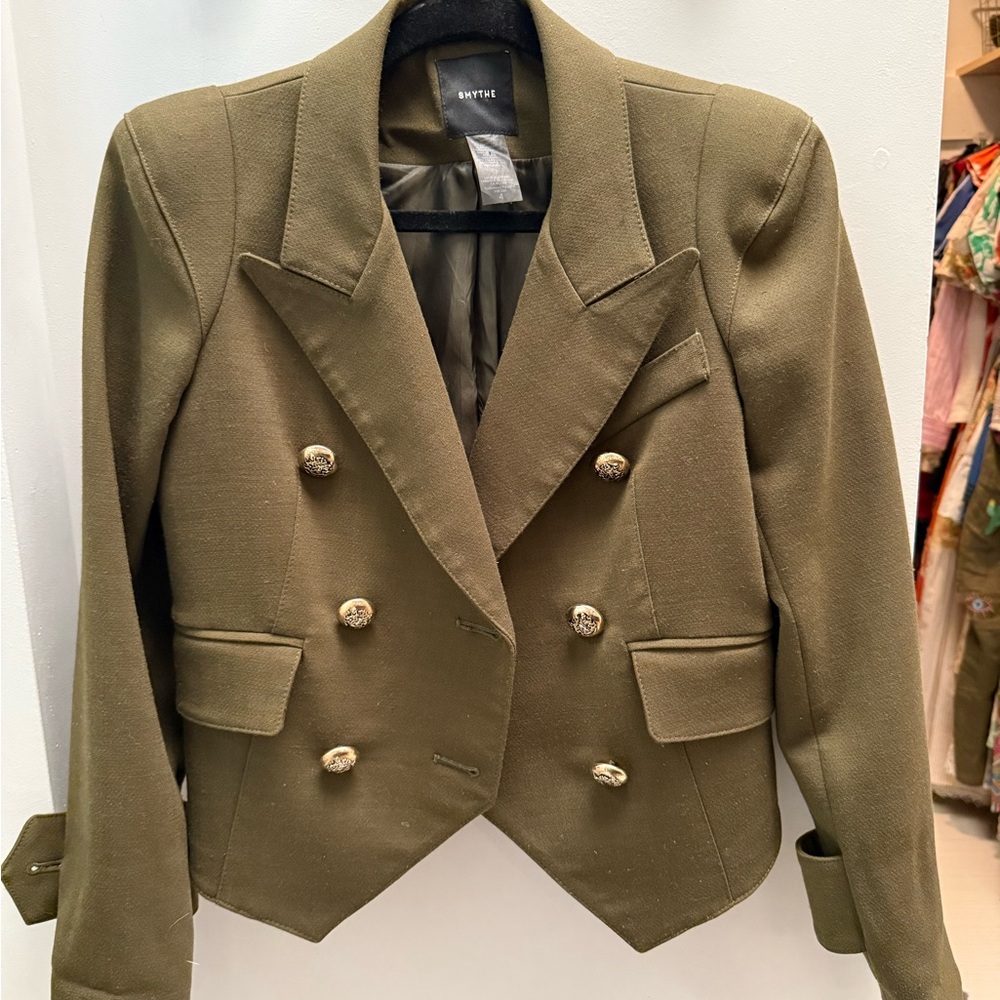 Smythe Khaki Double-Breasted Blazer
